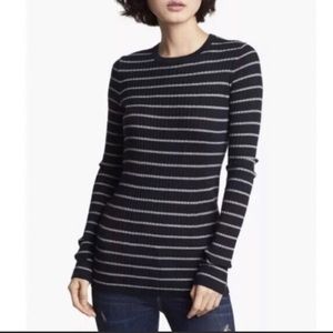 Vince blue and gray striped cashmere blend sweater